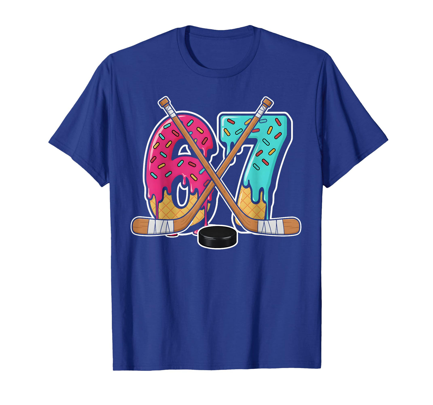 67 Ice Cream Drip Hockey Gen Alpha Slang Six Seven Meme T-Shirt