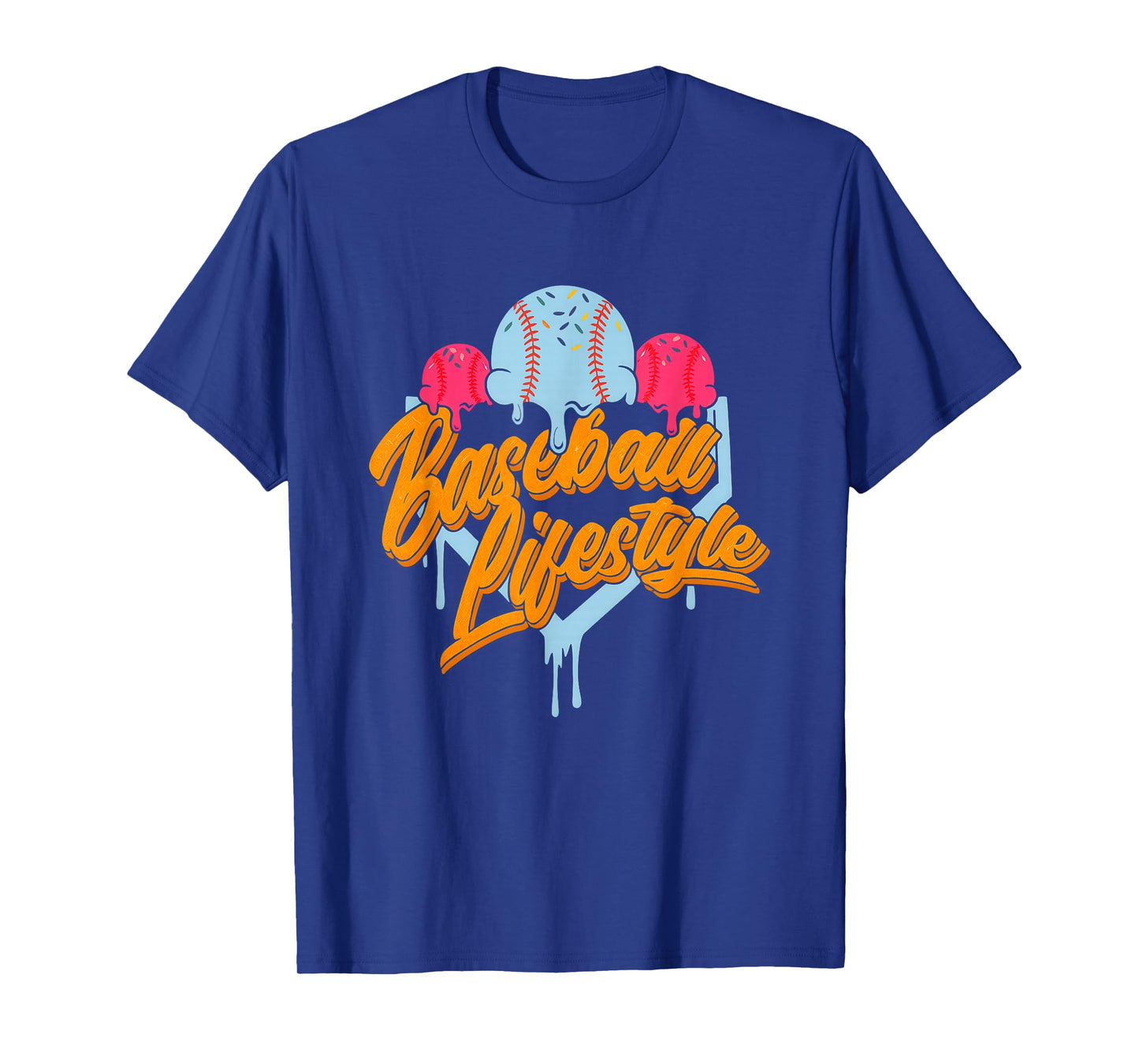 Baseball Lifestyle Home Plate Ice Cream Drip Men Boys Kids T-Shirt