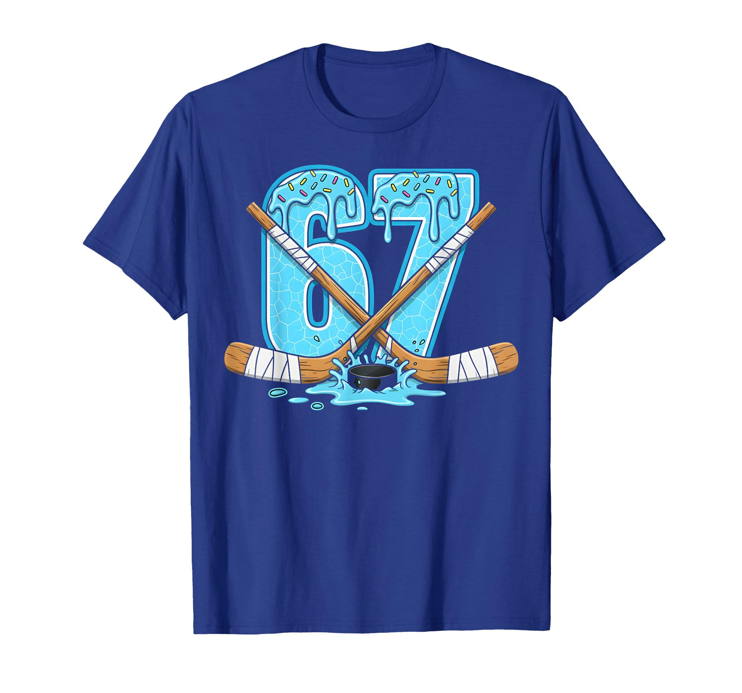 67 Ice Cream Drip Hockey Gen Alpha Slang Six Seven Meme T-Shirt