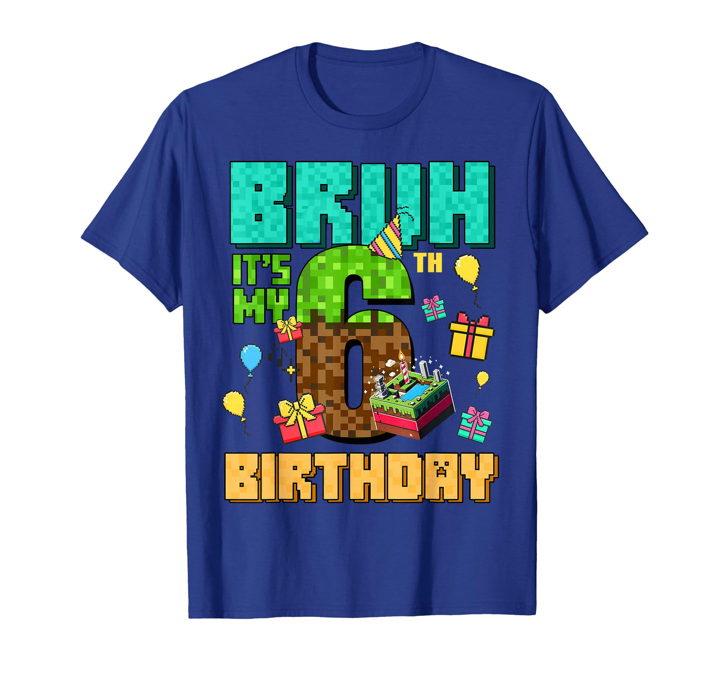 Vintage Bruh Its My 6th Birthday Game Gift for Boy Girl Kid T-Shirt