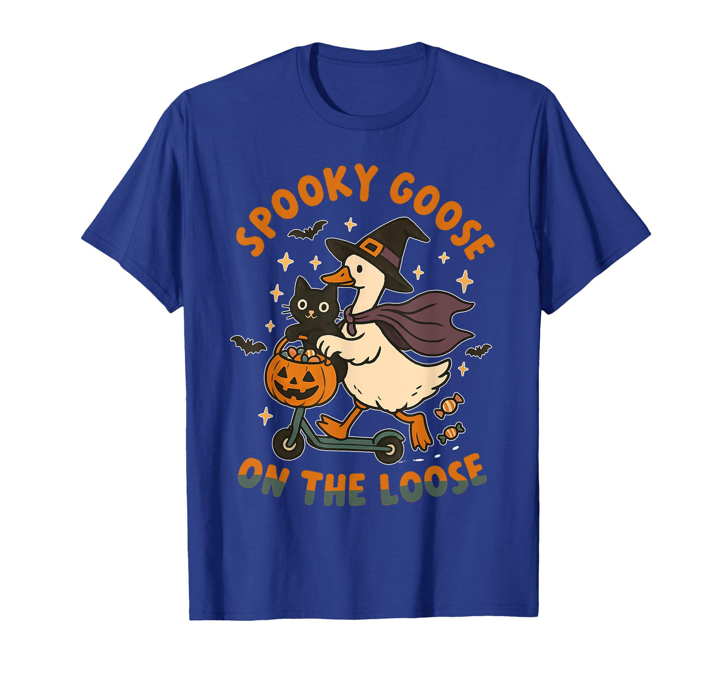 Spooky Goose On The Loose Witch Silly Goose Animal Halloween T-Shirt