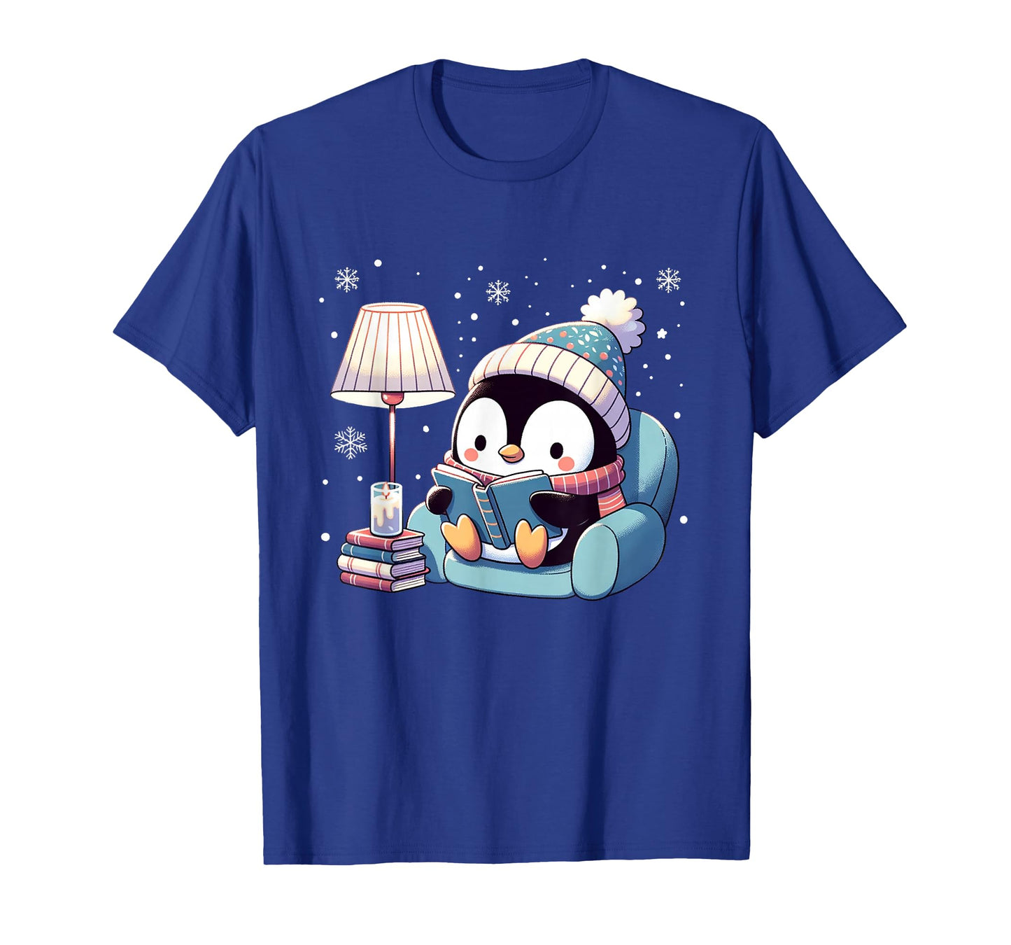 Cute Penguin Reading Kids Women Men Boys T-Shirt