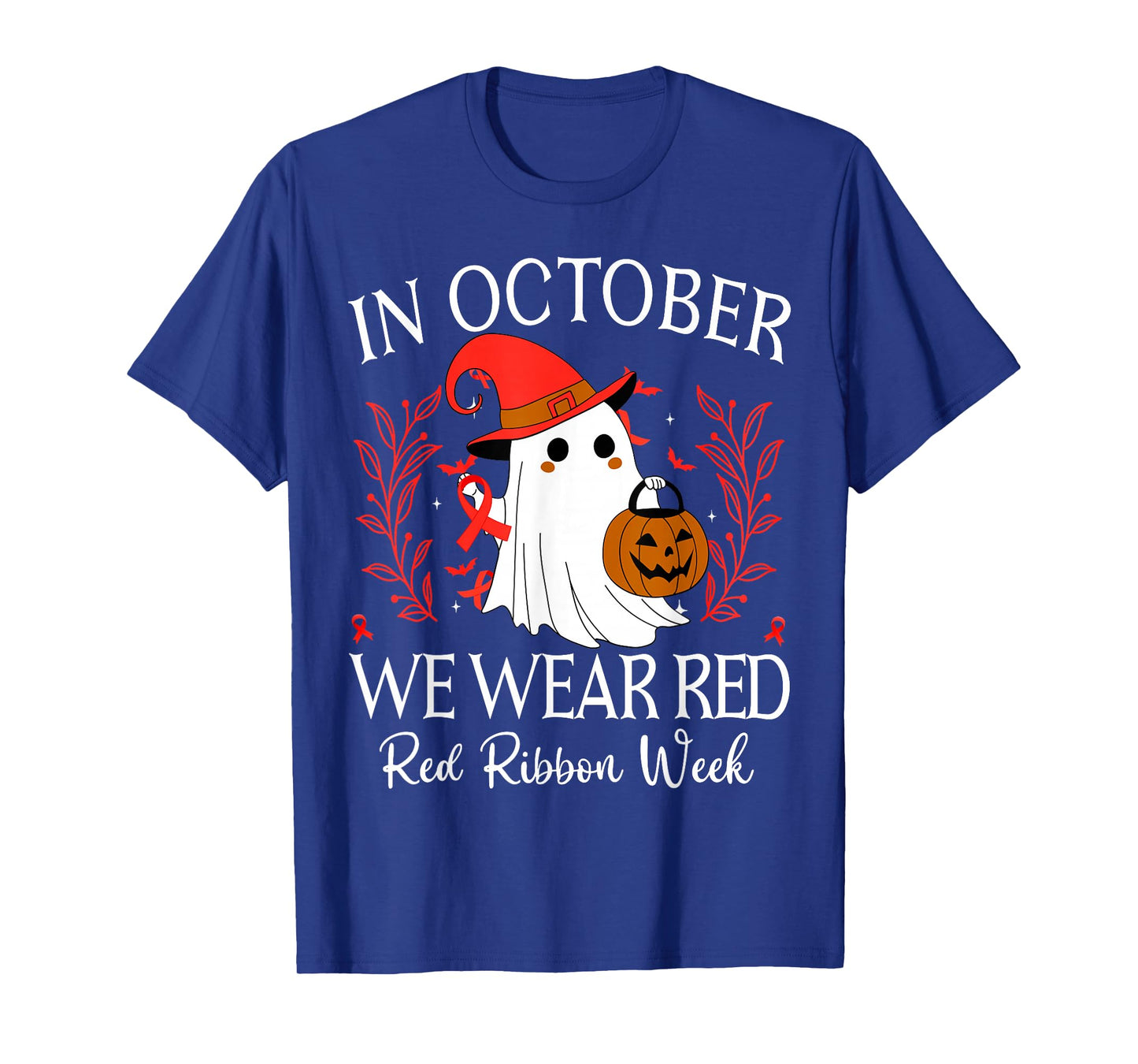 in October We Wear Red for Red Ribbon Week Halloween T-Shirt