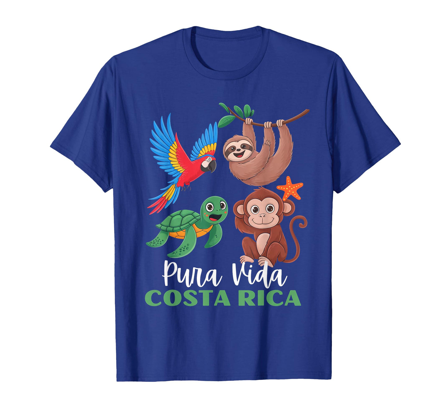 Parrot Sloth Turtle Vacation Tropical Pura Vida Costa Rica T-Shirt