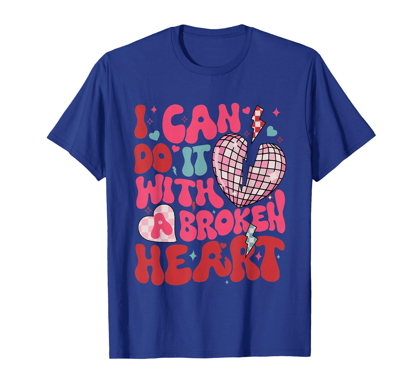 Retro Cute Groovy I Can Do It Quote Disco Heart T-Shirt - Unisex-Adult, Classic Fit, Black, Small, Short Sleeve, Cotton 65% Polyester 35%