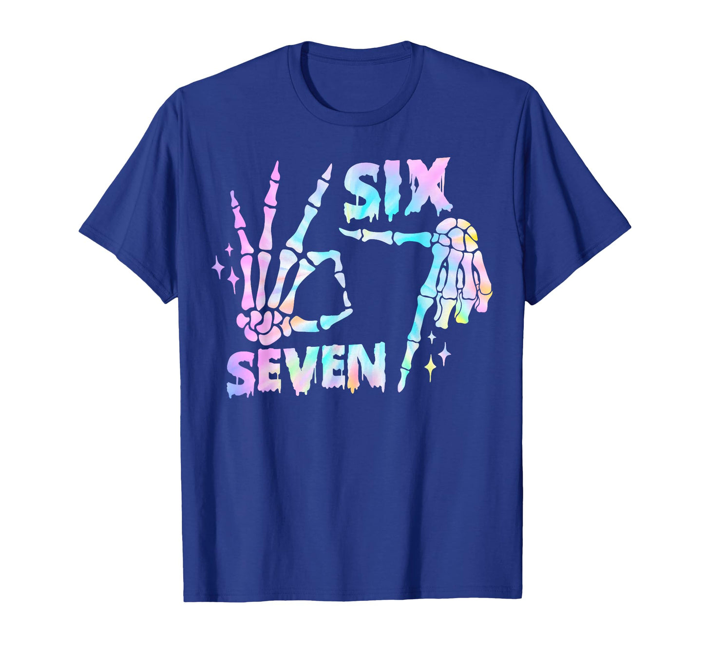 Six Seven 6 7 Meme Funny Skeleton Hands Sign Let's Get Sendy T-Shirt