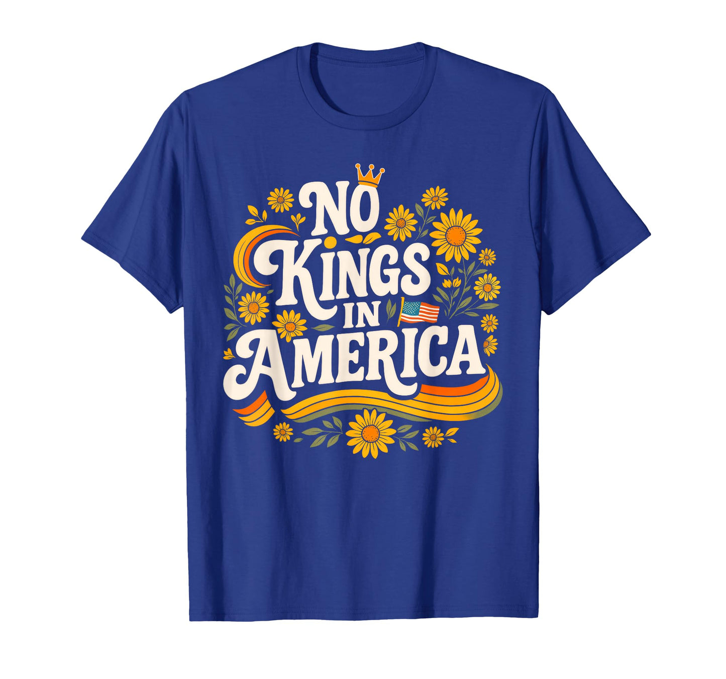 Vintage No Kings in America Floral Men Women T-Shirt