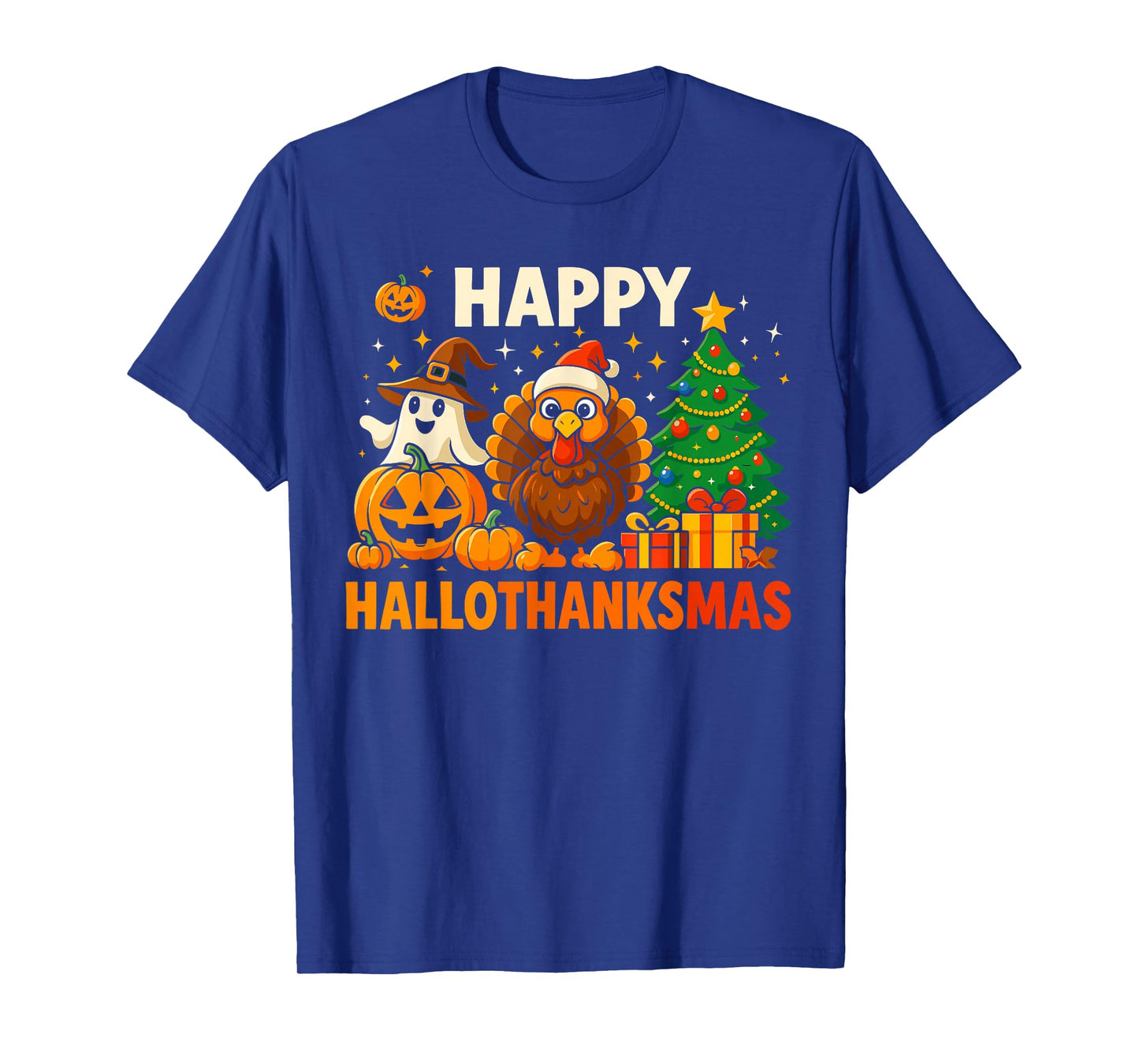 Happy Hallothanksmas Shirt, Halloween Thanksgiving Christmas T-Shirt