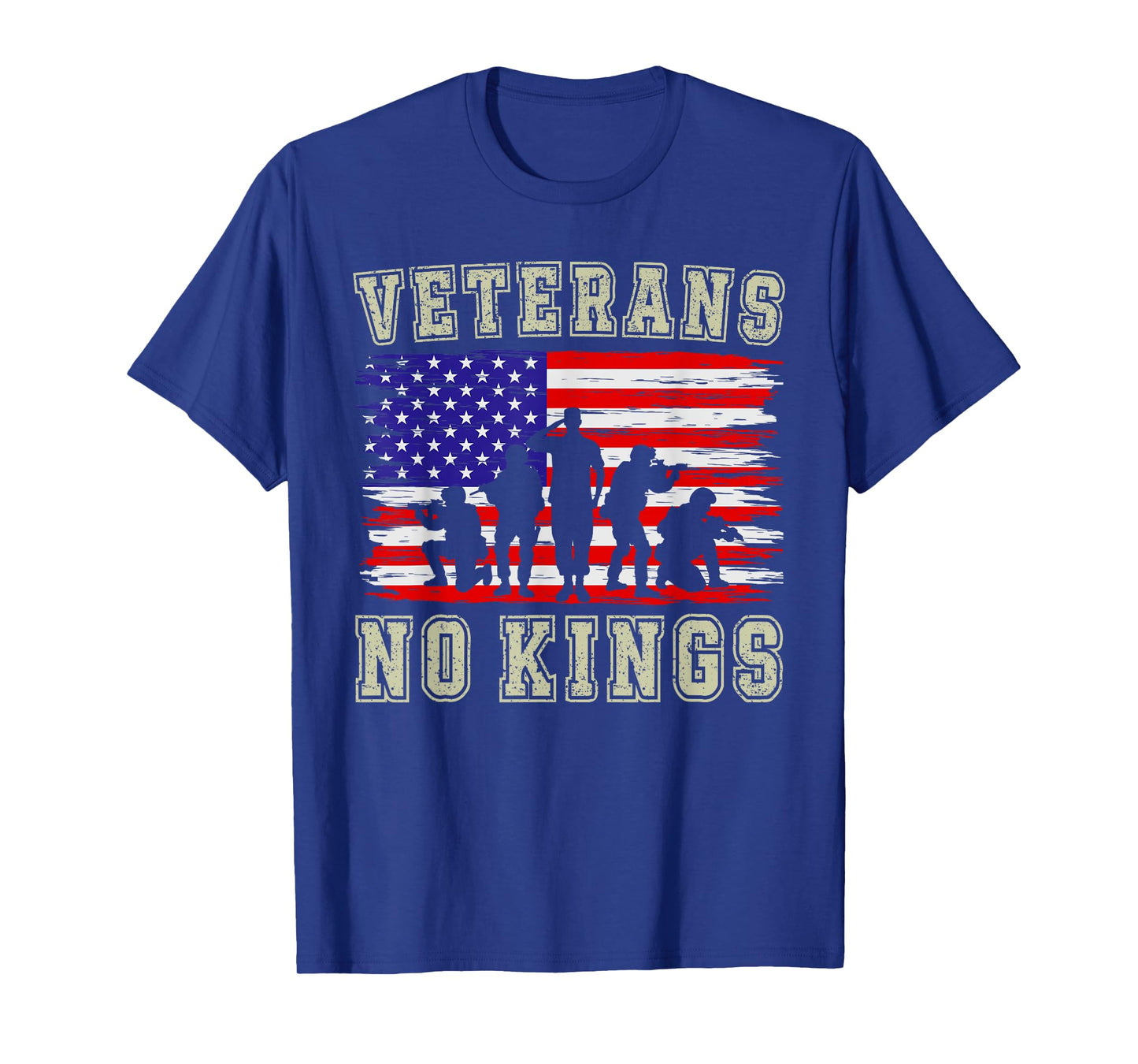 No Kings Veterans Patriotic American Flag Veterans Day Retro T-Shirt