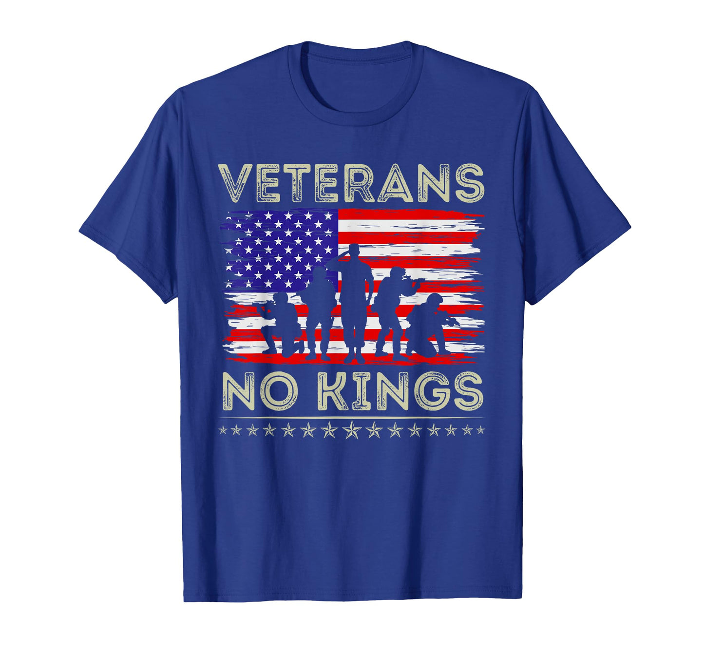 No Kings Veterans Patriotic American Flag Veterans Day Retro T-Shirt