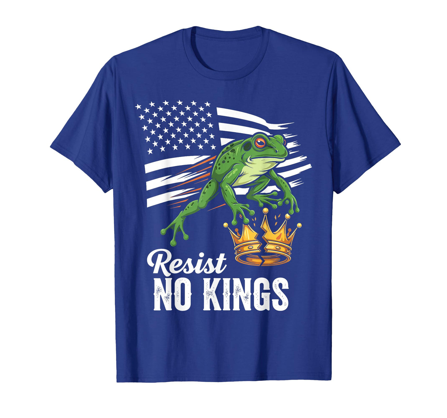 Resist No Kings USA Flag Frog Patriot Political Protest T-Shirt