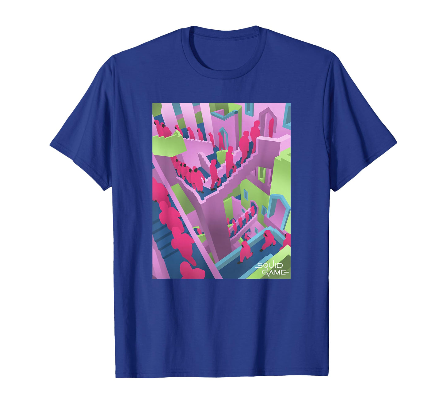 Squid Game Guards Stairs Neon Poster T-Shirt