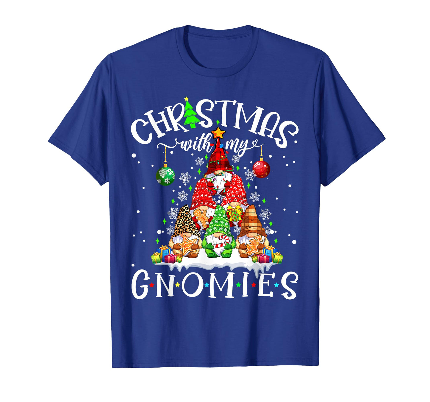 Christmas With My Gnomies Xmas Pajama Pine Tree Gnome Garden T-Shirt
