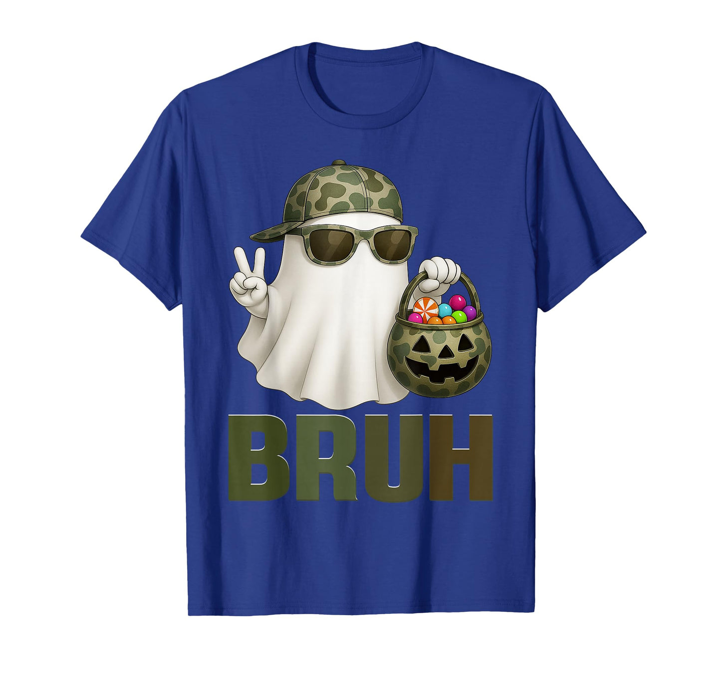 Bruh Halloween Camouflage Camo Ghost Hello Costumes Boy T-Shirt