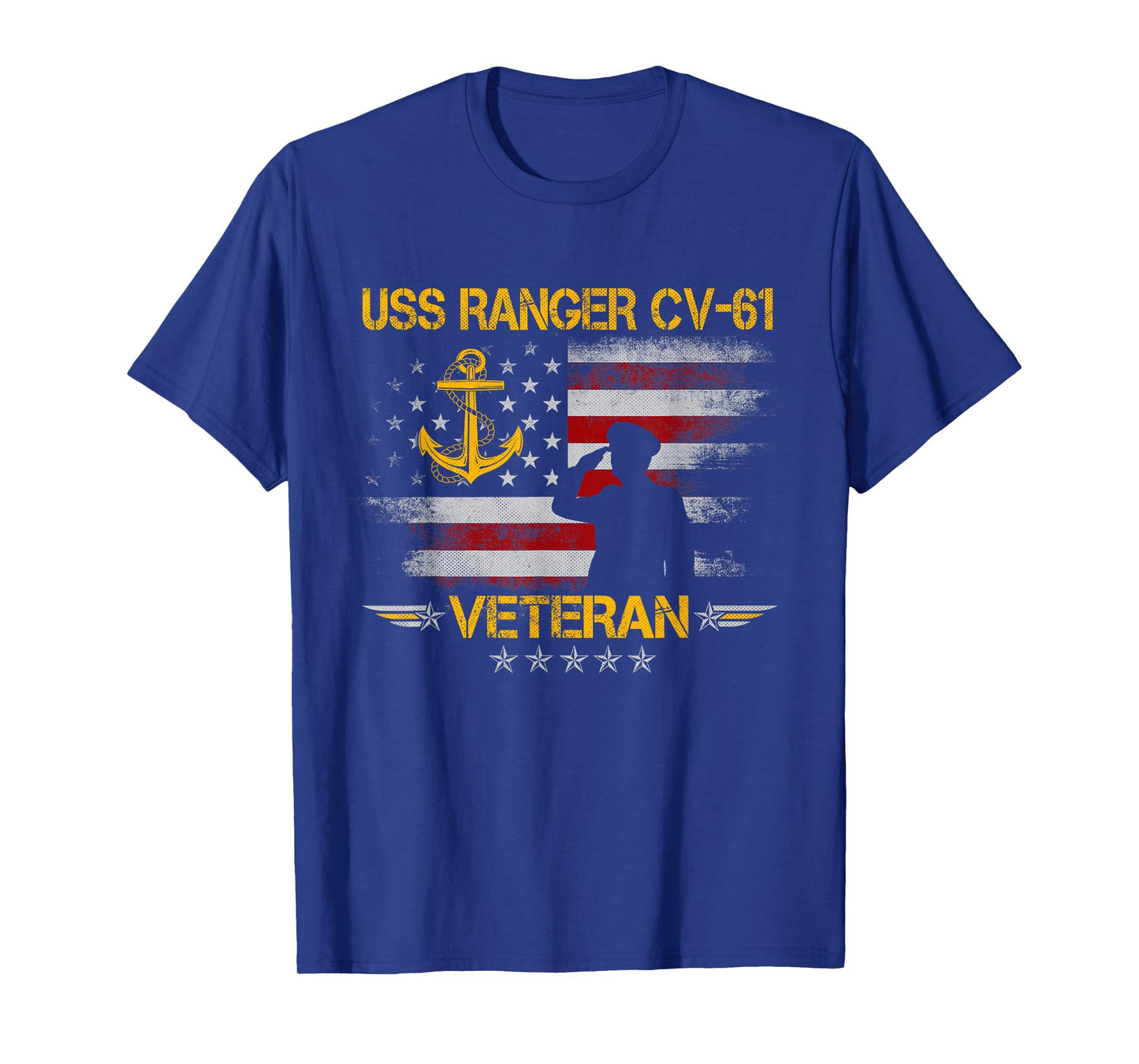 USS Ranger CV-61 Aircraft Carrier Veteran Flag Veterans Day T-Shirt