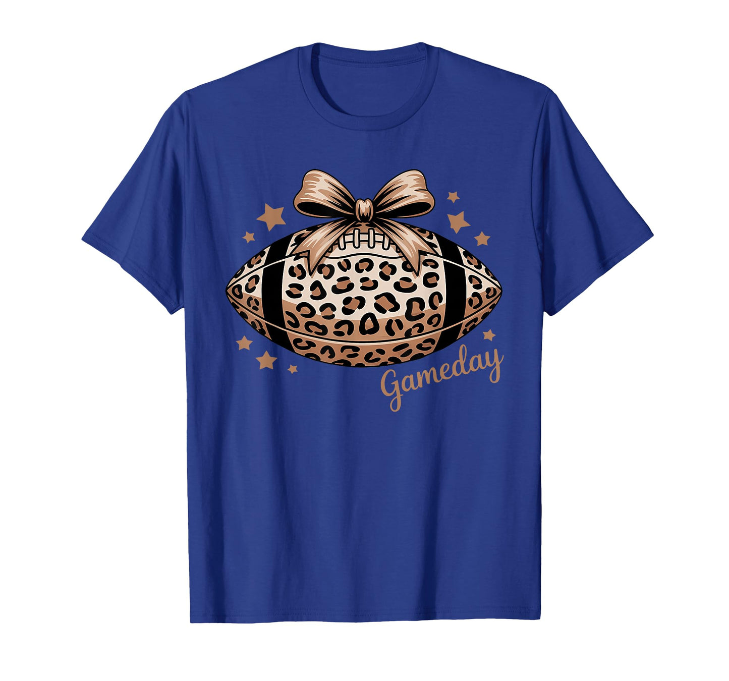 Game Day Football Leopard Coquette Bow Touchdown Season T-Shirt