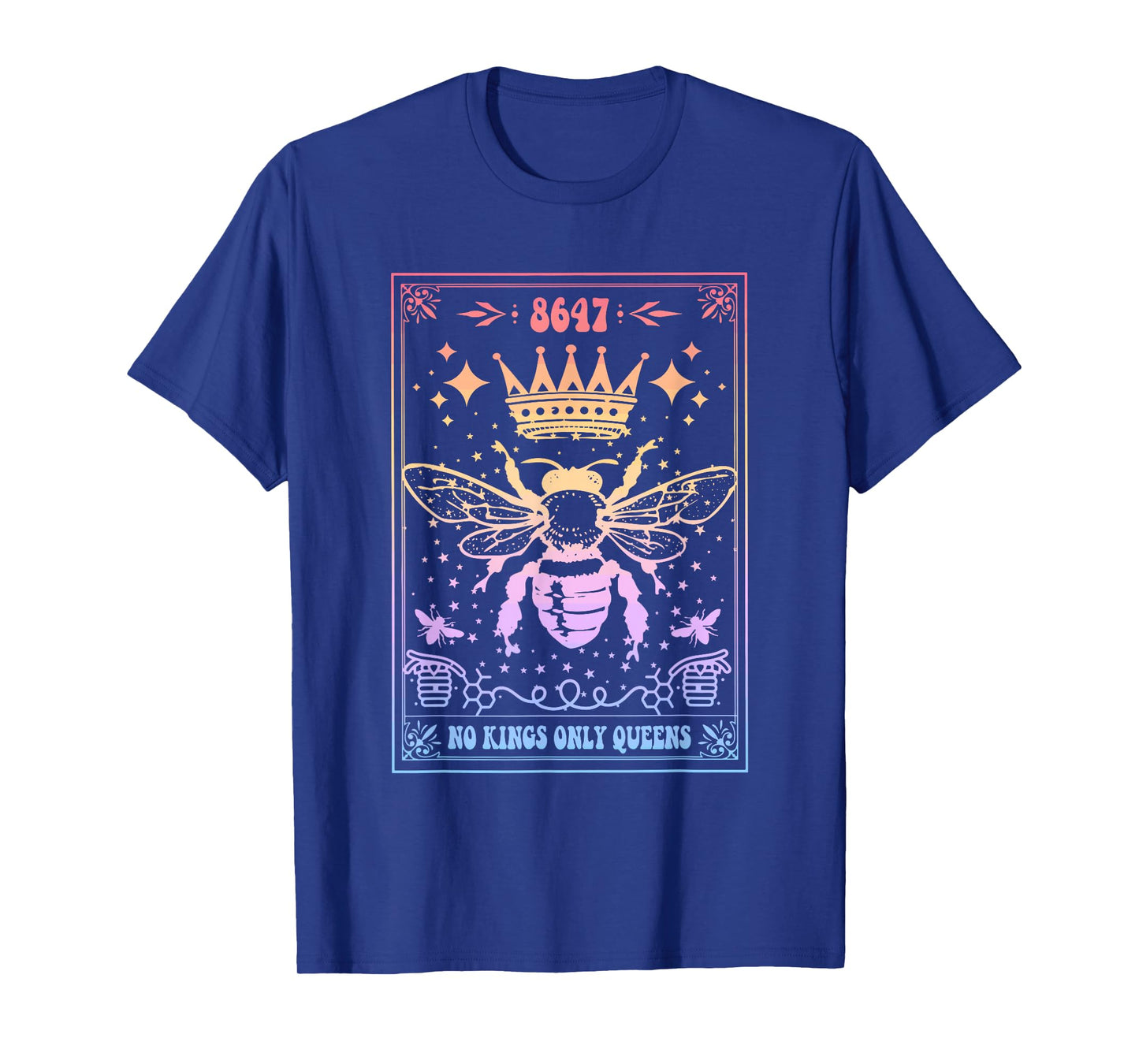 8647 No Kings Only Queens Bee Queen Design T-Shirt