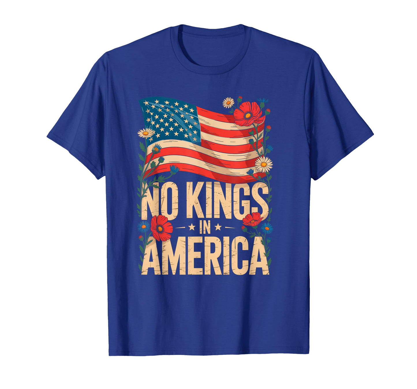 No Kings in America Flag Design for Patriotic Fans T-Shirt