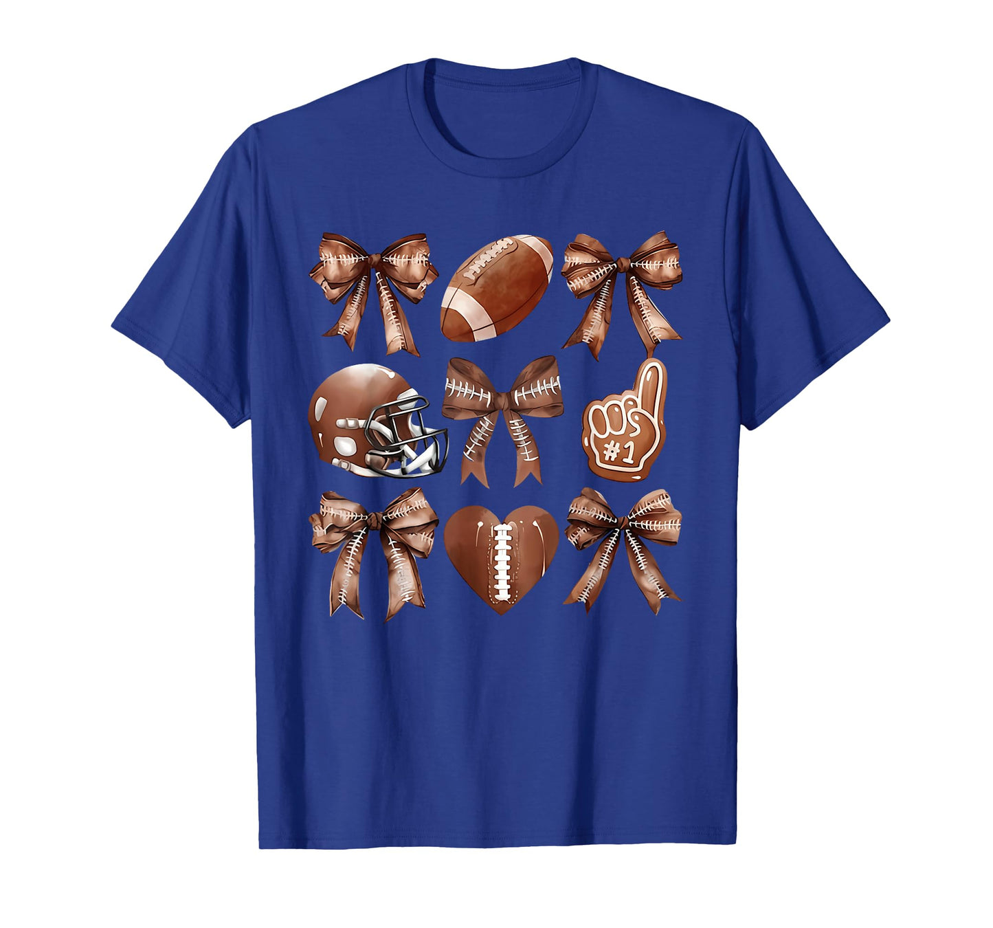 Coquette Bow Football Game Day for Football Mom Sister Teens T-Shirt