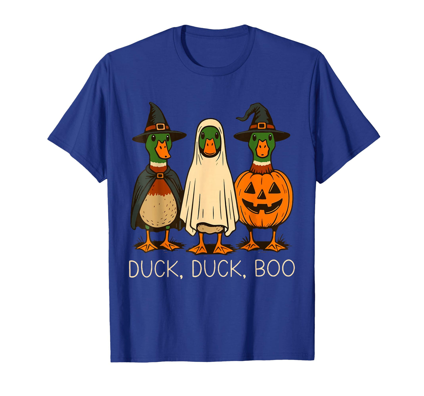 Cute Duck Duck Boo Funny Spooky Goose Halloween Fall Pumpkin T-Shirt