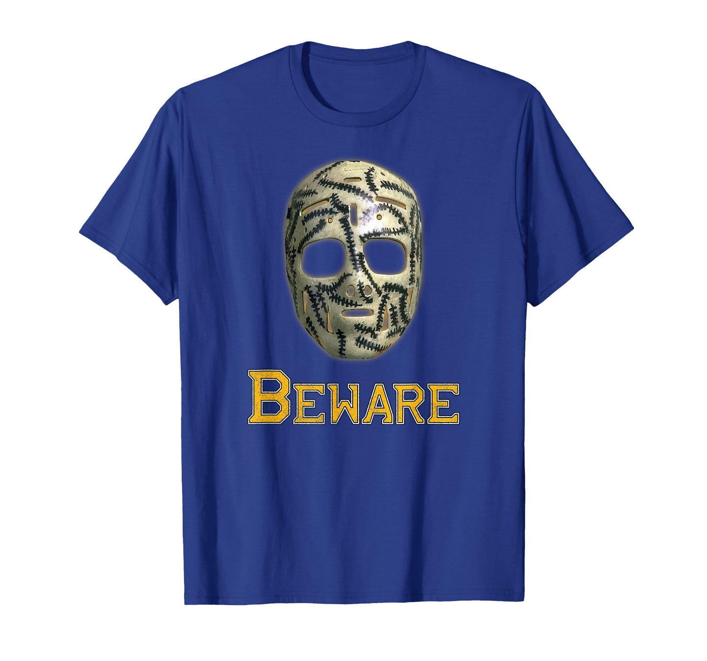 Classic 70s Hockey Mask Boston Cheevers Stitches Beware Game T-Shirt