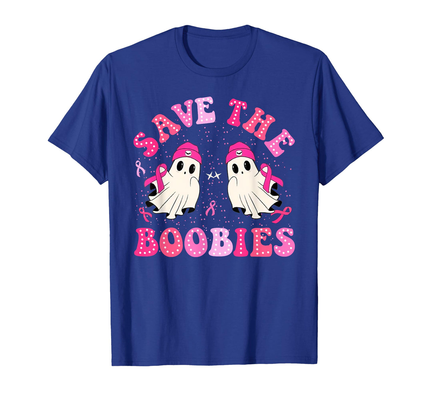 Save The Boobies For Breast Cancer Halloween Ghost T-Shirt