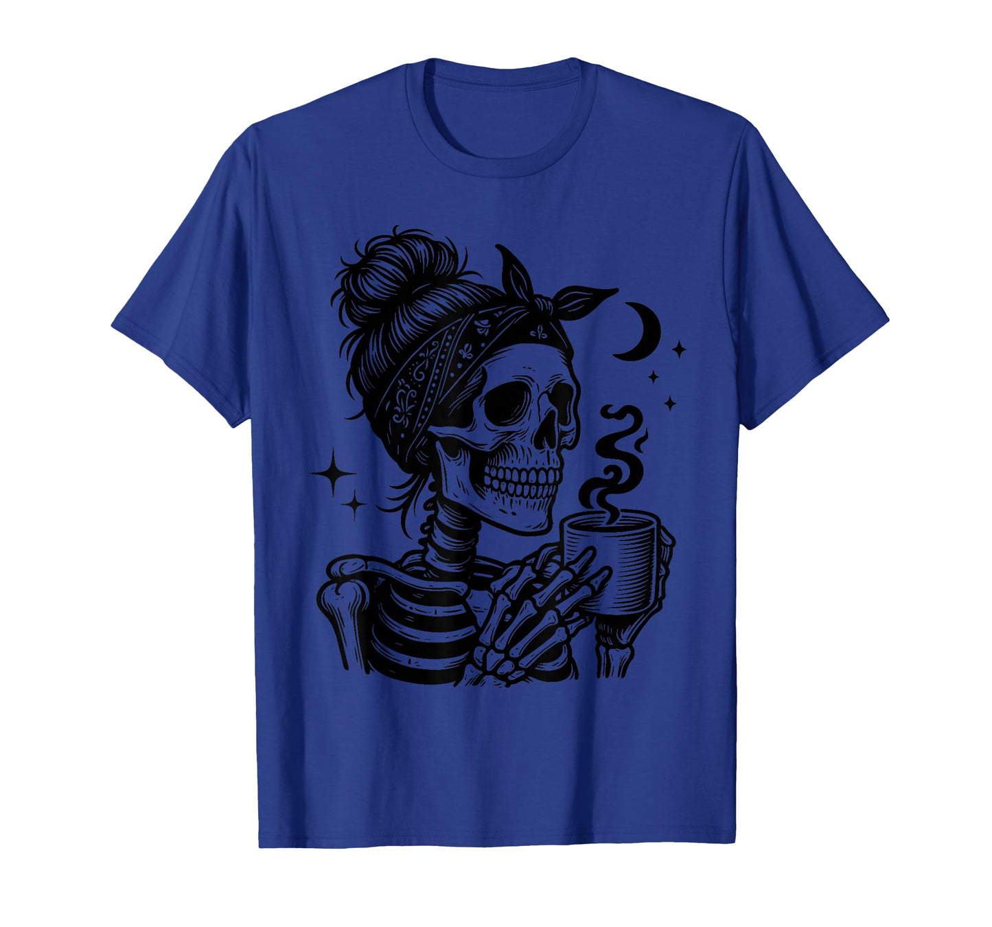 Halloween Skeleton Skull Drinking Coffee Halloween Skull T-Shirt