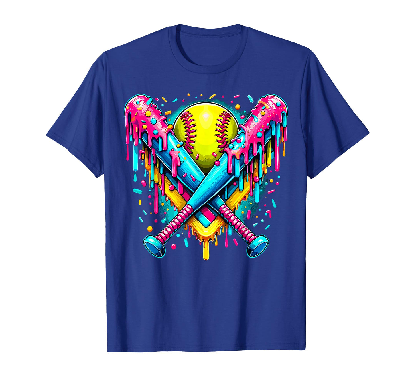 Softball Player Ice Cream Funny Drip T-Shirt