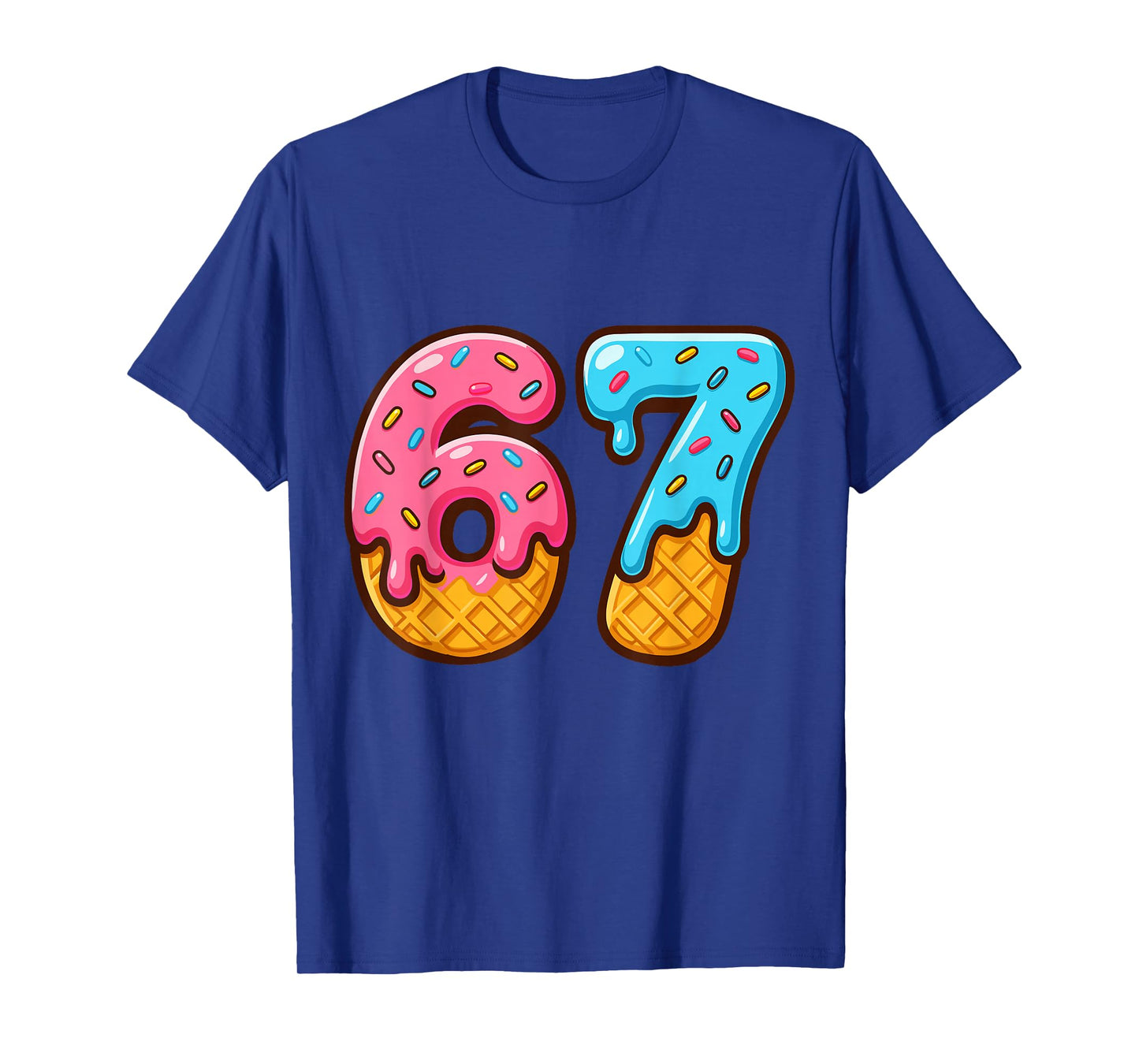 Six Seven Ice Cream Drip Cool Meme 67 Funny Number T-Shirt