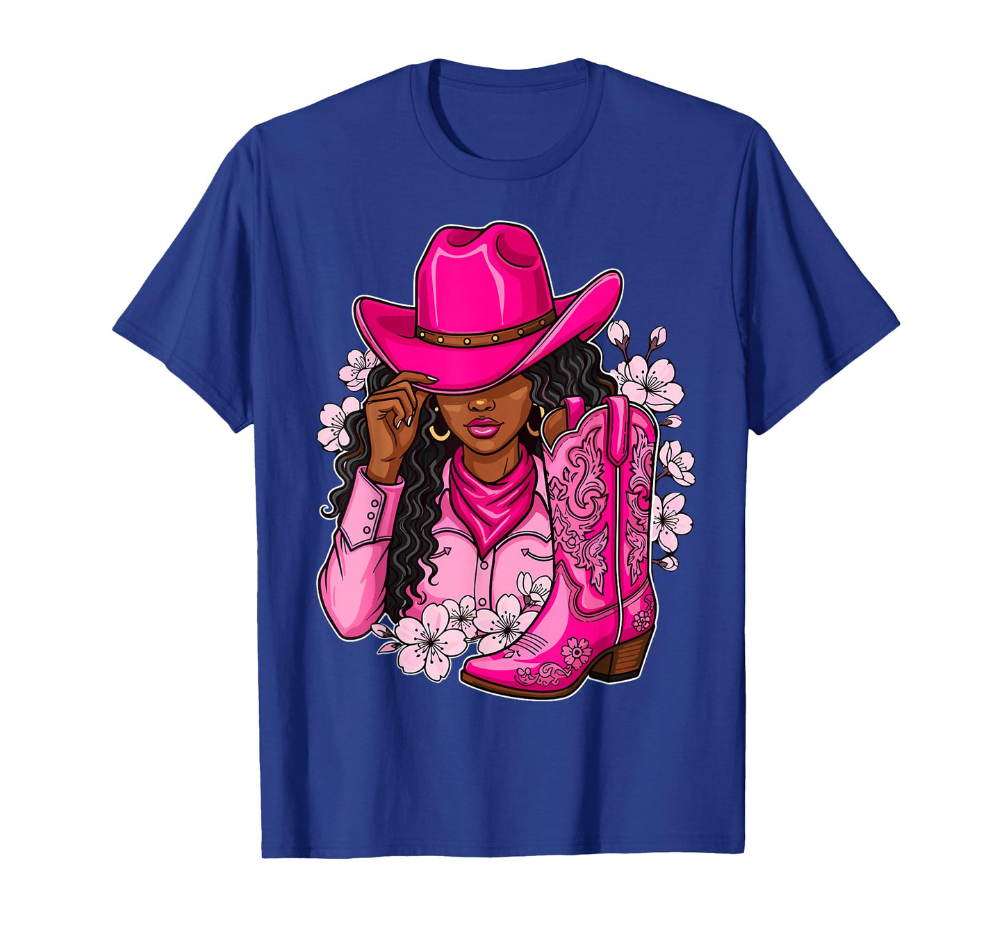 Melanin Cowgirl Western Boots Afro Western Rodeo T-Shirt