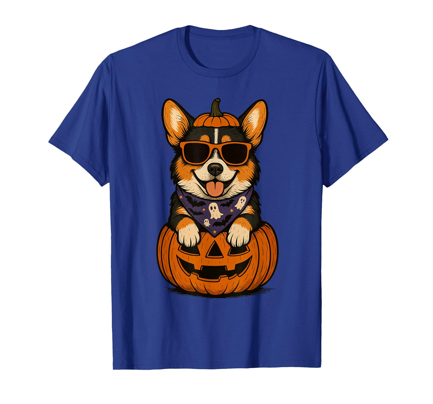 Spooky Tri Color Corgi Pumpkin Halloween Dog Lover T-Shirt