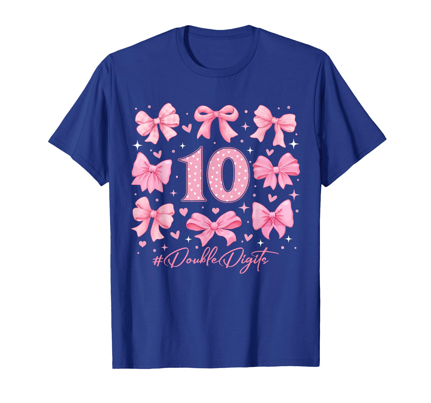 Double Digits Birthday Girl 10th Birthday Coquette Bow Pink T-Shirt