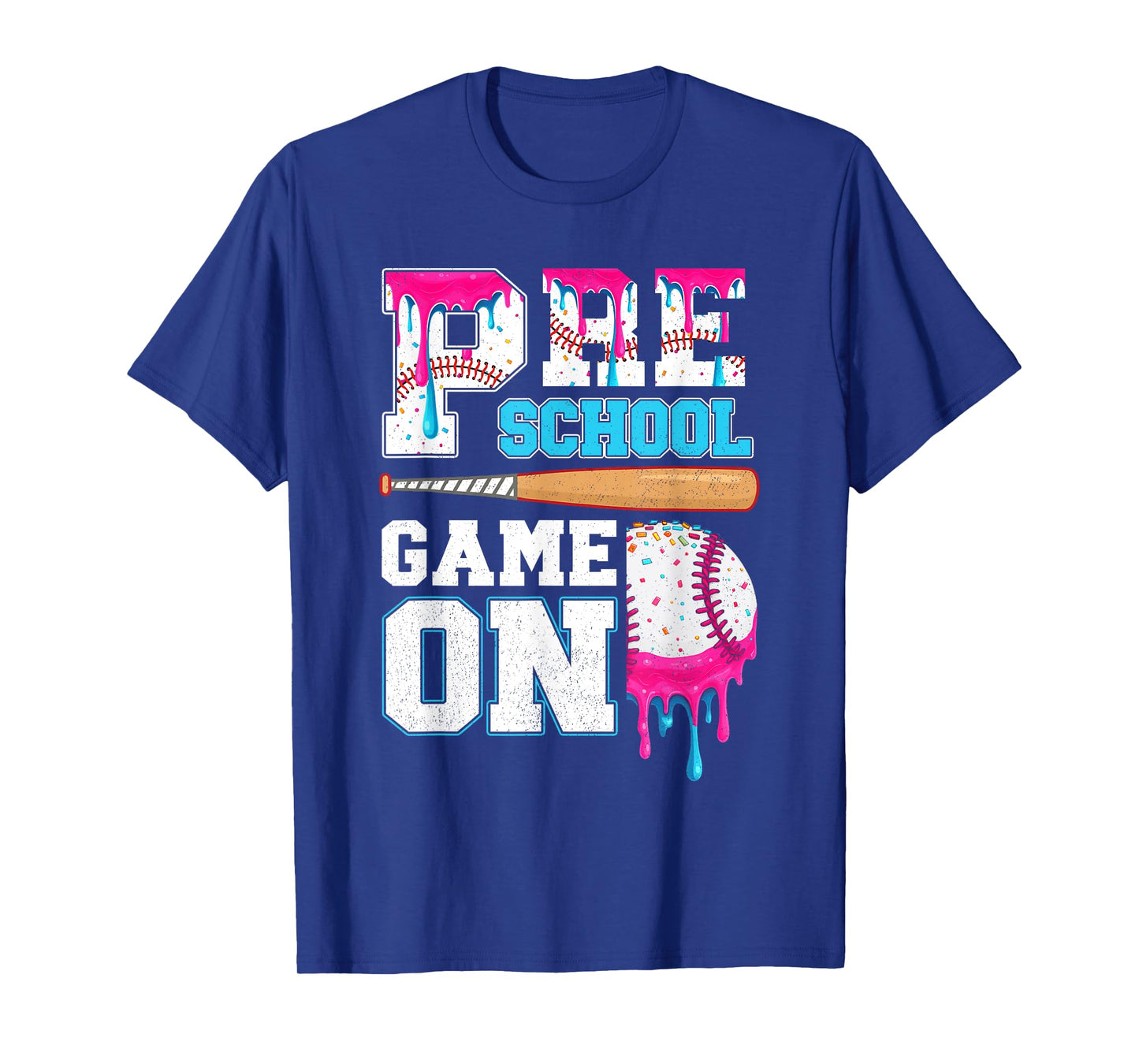 Preschool Back to School Baseball Drip Ice Cream Game On Kid T-Shirt