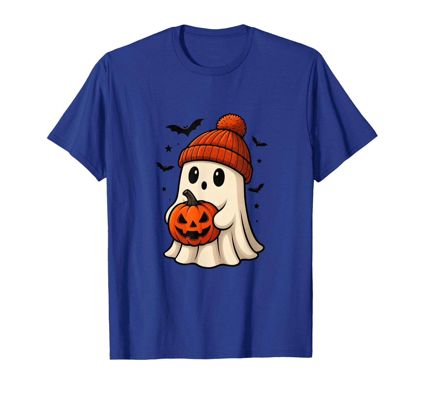 Cute Ghost with Pumpkin and Bats for Halloween Costume Party T-Shirt