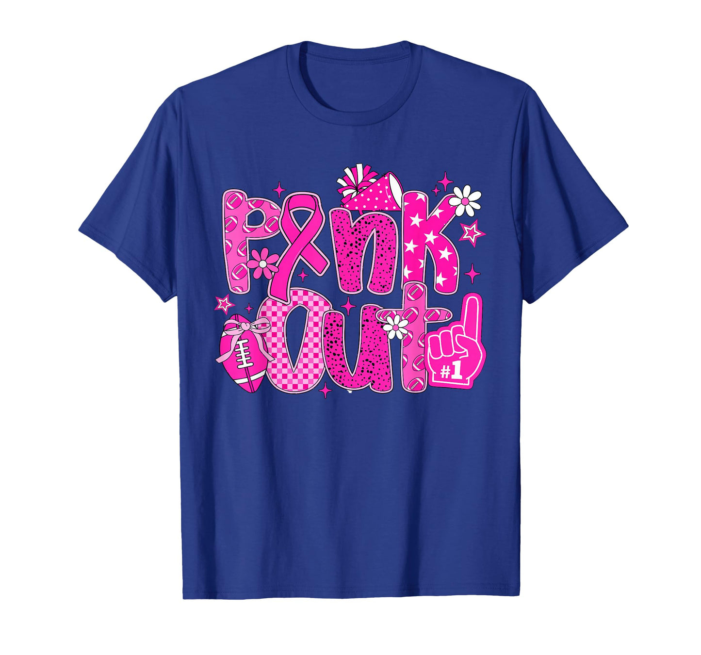 Pink Out Pink Football Pink Cheer Breast Cancer Women T-Shirt