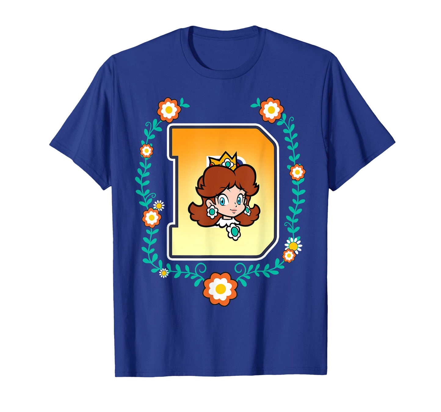 Super Mario Princess Daisy University Letter Portrait Logo T-Shirt