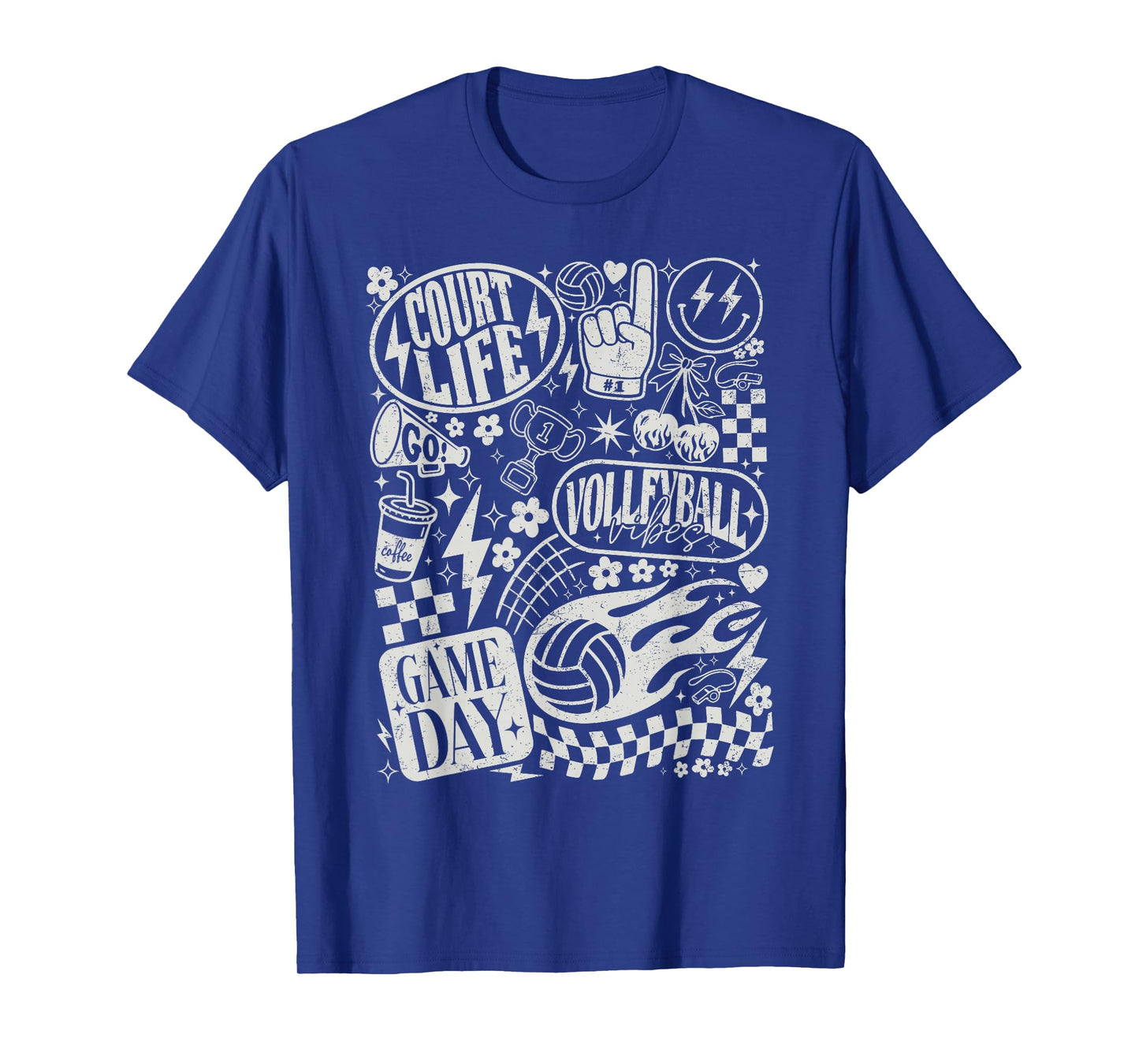 Retro Checkered Volleyball Game Day Men Women Kids T-Shirt