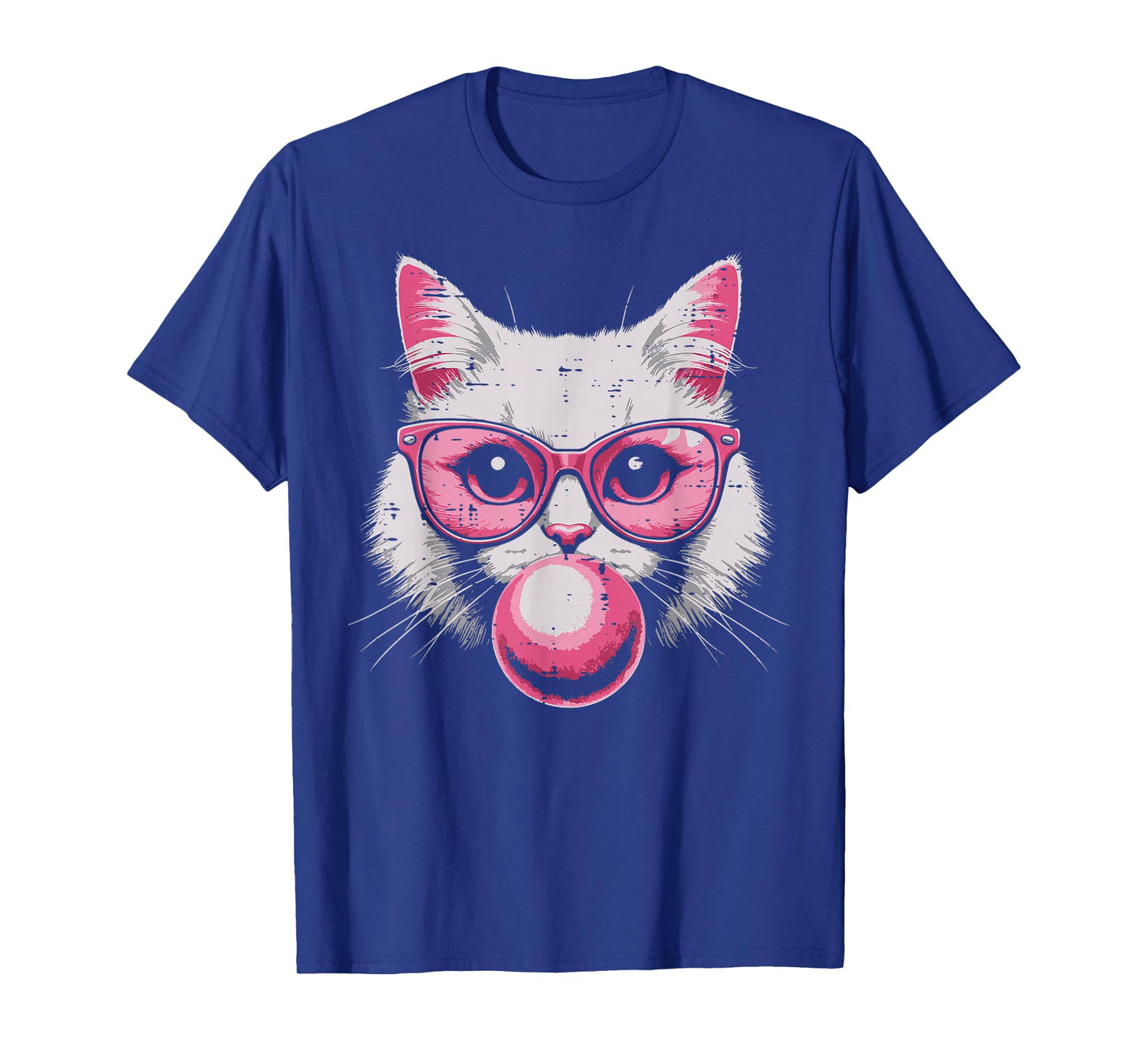 Cat Face Pink Glasses Bubble Gum Cute Kitty Women Girls Kids T-Shirt