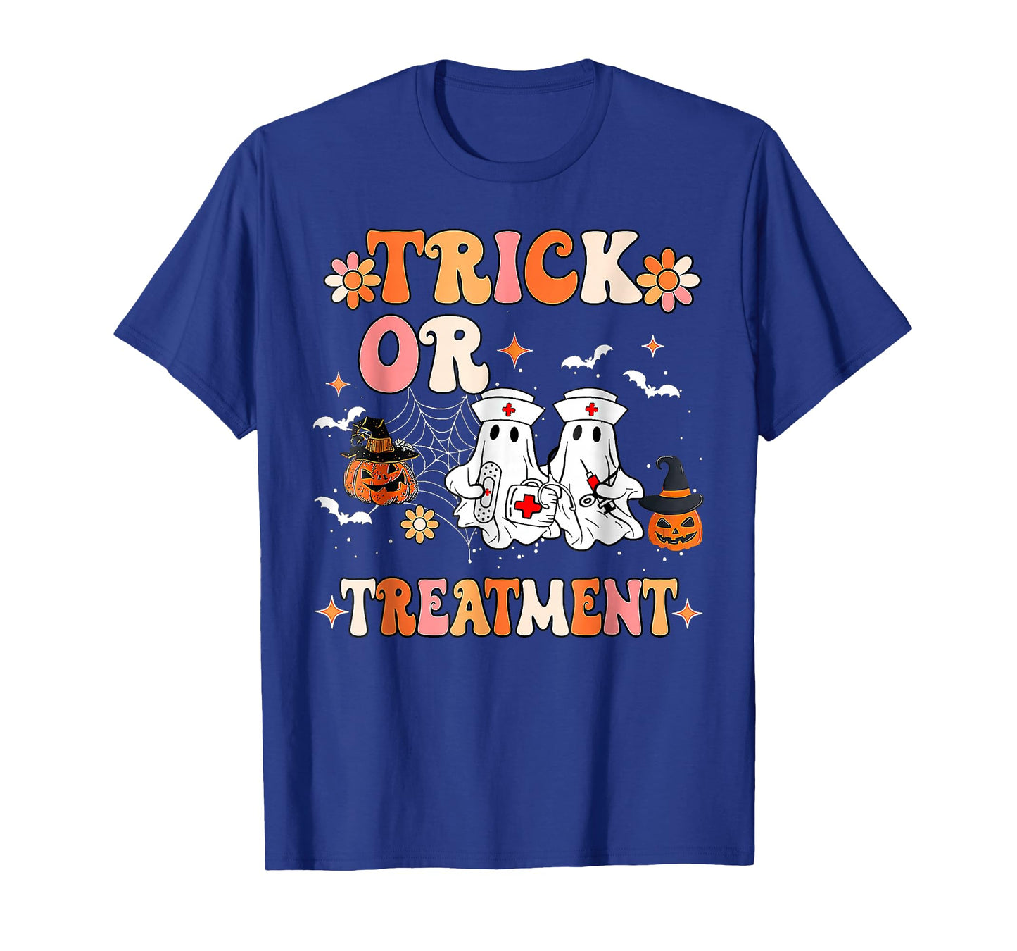 Trick Or Treatment Ghost Paramedic Halloween Nurse T-Shirt