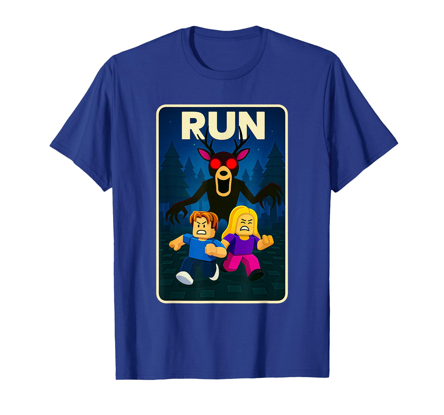 Run - 99 Nights Halloween Gamer Deer in The Forest Kids Meme T-Shirt