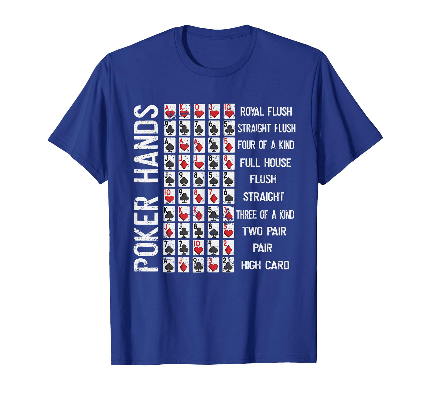 Poker Hands Cheat Sheet Card Casino Games Funny Player Gift T-Shirt
