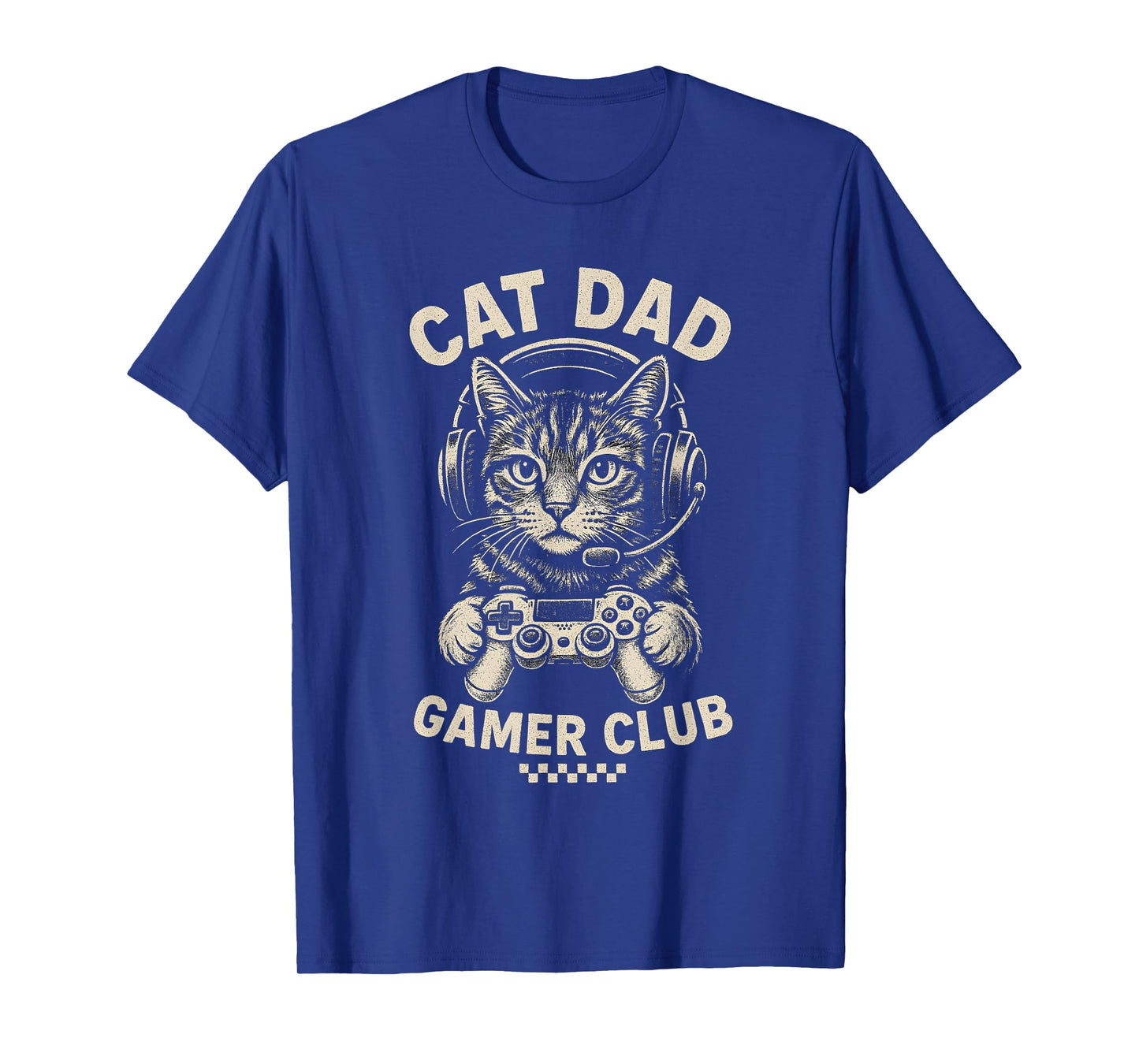 Vintage Cat Dad Gamer Club Video Games Gaming Cat Player Men T-Shirt