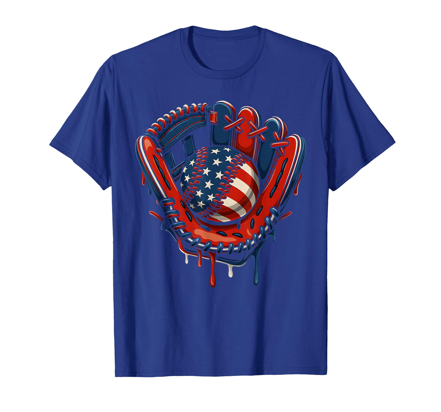 Baseball Drip American Flag 4th Of July Glove Patriotic Boys T-Shirt
