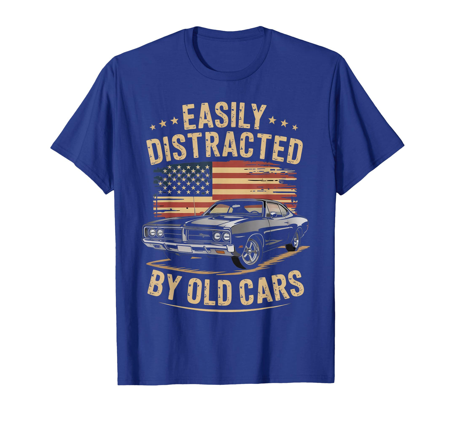 Easily Distracted By Old Cars Classic Car Guy Funny Vintage T-Shirt