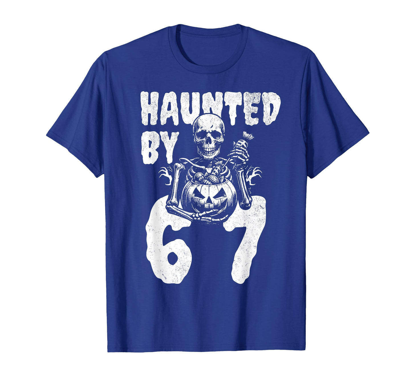 Funny Halloween Skeleton Haunted by 6 7 Meme T-Shirt