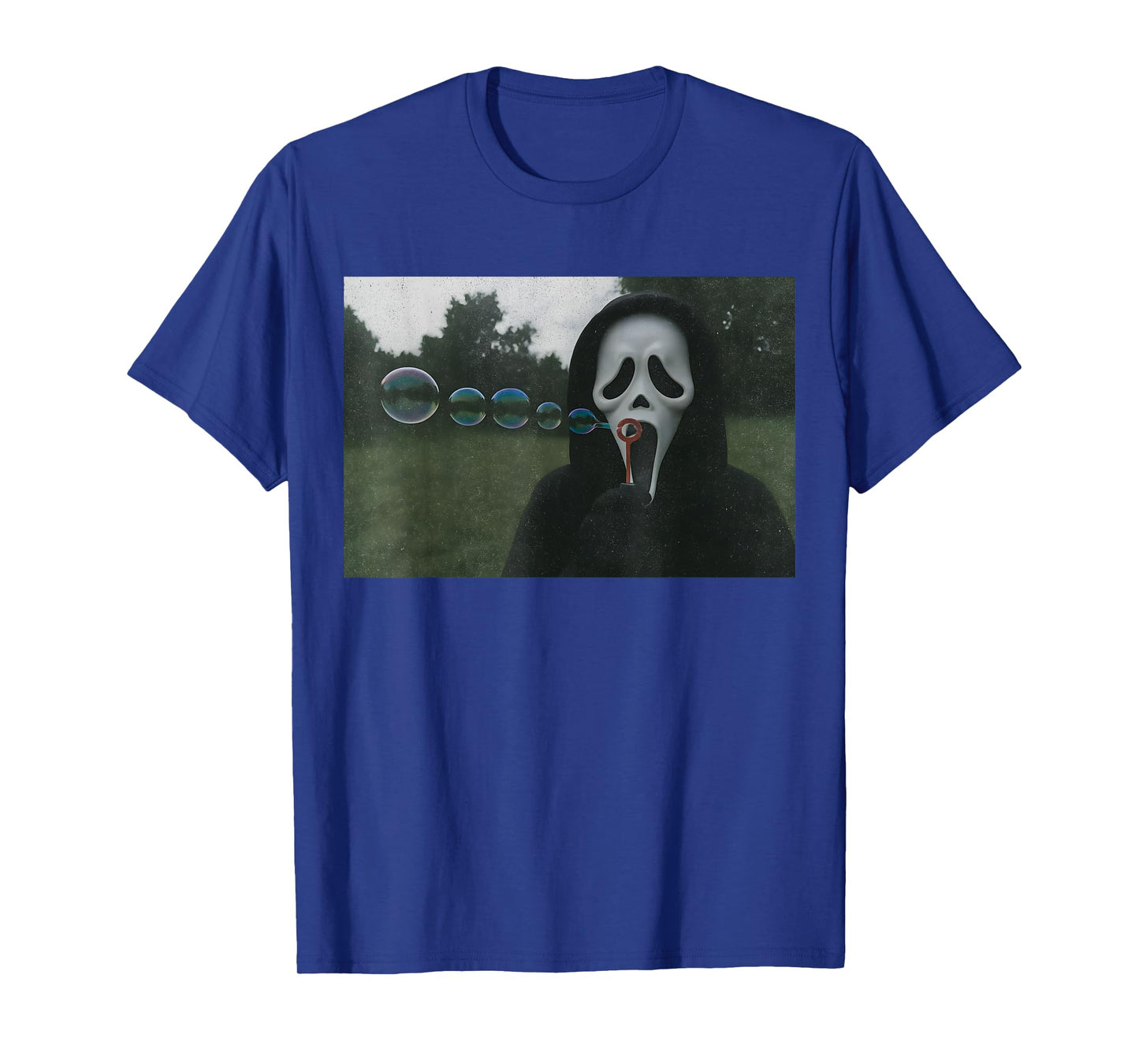 Scary Face Blowing Bubbles Funny Horror Halloween Meme T-Shirt