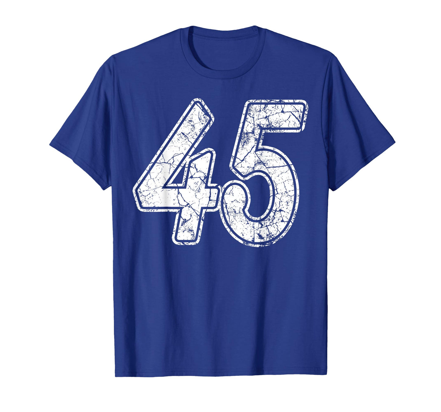 Distressed White Script Number 45 Jersey Player Uniform #45 T-Shirt