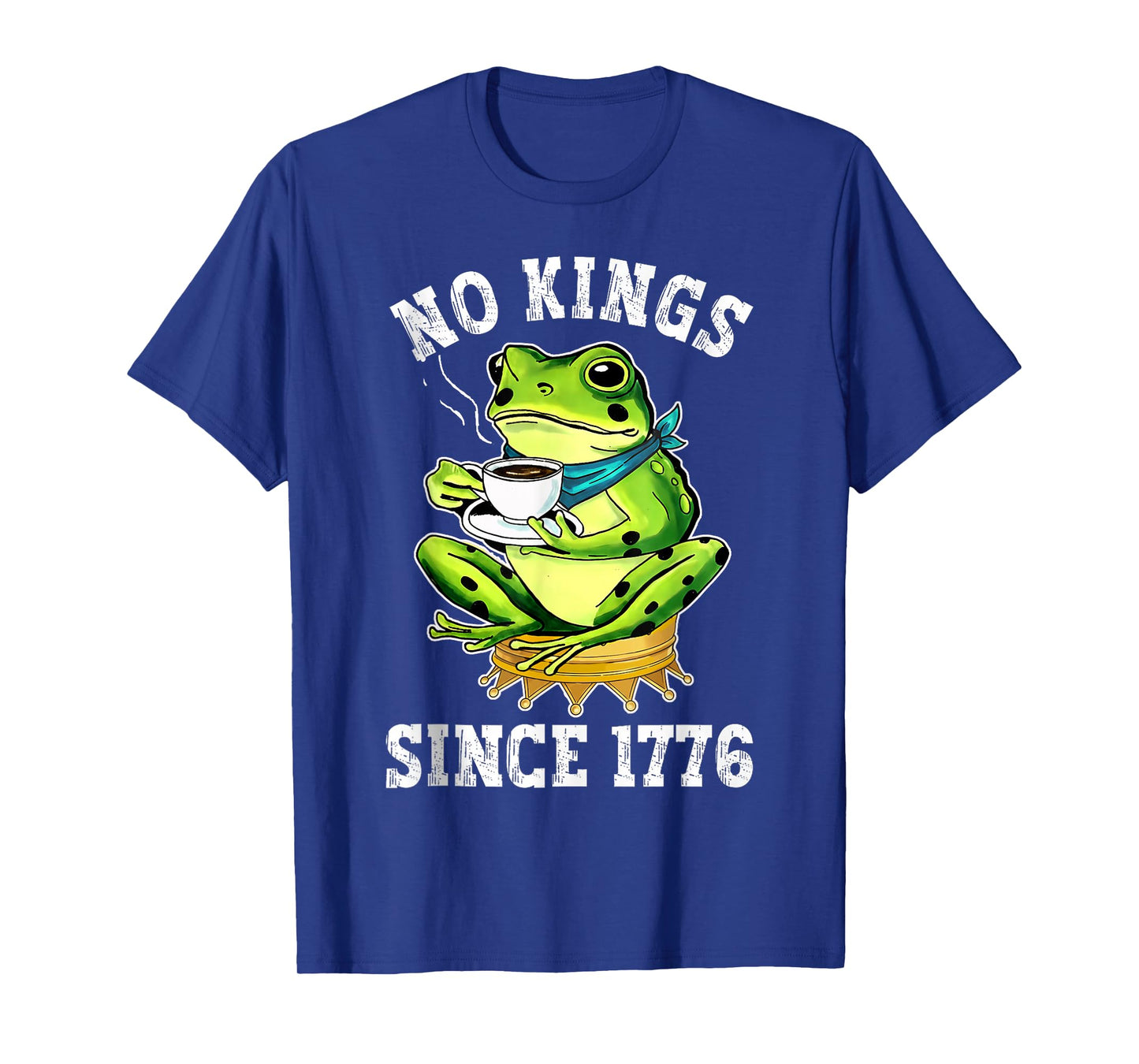 No Kings Since 1776 Portland Frog Kicking Crown Retro T-Shirt