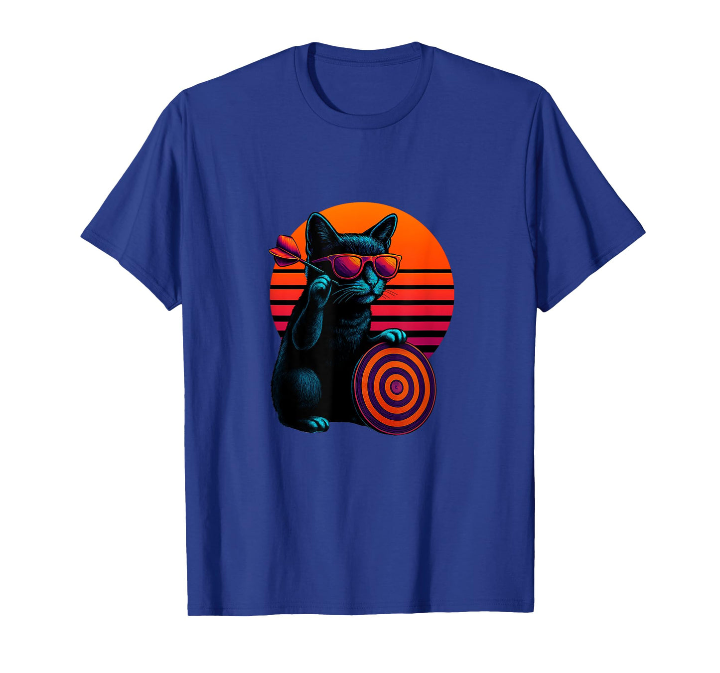 Retro Cat With Dart Arrow Dart Player T-Shirt