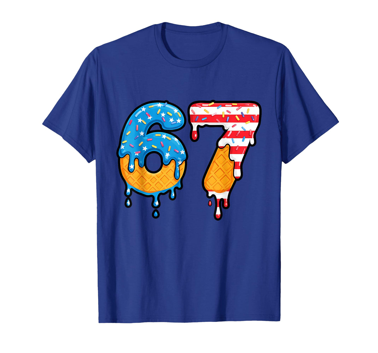 Mason 67 Ice Cream Drip Meme Six Seven USA Flag Funny T-Shirt